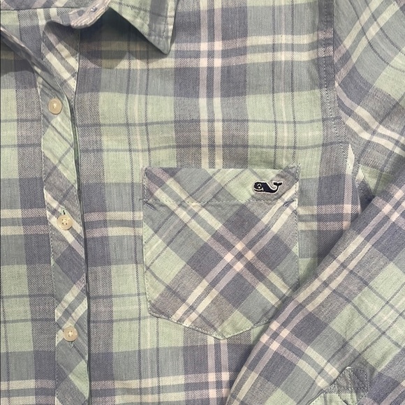 Women’s VINEYARD VINES Blue and Green Button Down Shirt Relaxed Fit Sz 8 - Picture 2 of 6